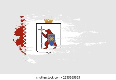 Grunge brush stroke flag of Mari El with painted brush splatter effect on solid background