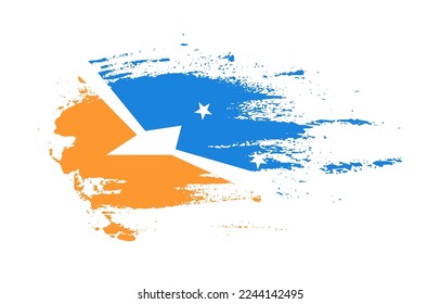 Grunge brush stroke flag of Tierra del Fuego Province, Argentina with painted brush splatter effect on solid background