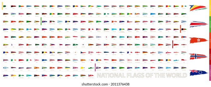 Grunge brush stroke flags collection, national flags of the world. Abstract flag collection.