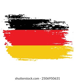 Grunge Brush Stroke Germany Flag On White Background Vector Design.
