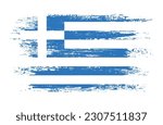 Grunge brush stroke greece flag.