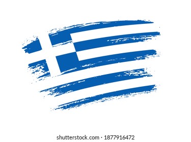 Grunge brush stroke Greece flag.