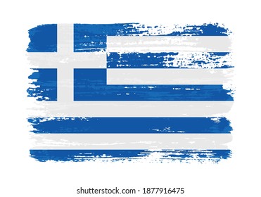 La bandera griega del pincel ondula.