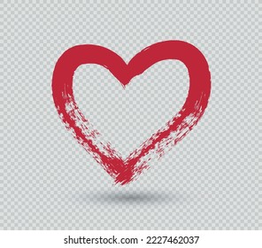 Grunge brush stroke heart shape.