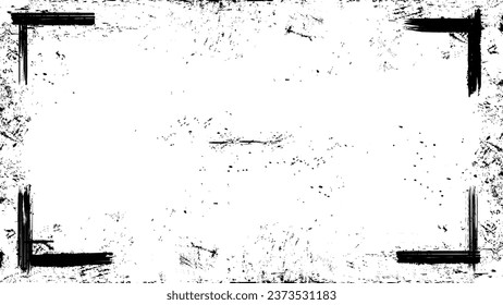 Grunge Brush Stroke Ink Splatter Paint Filter Overlay with Transparent Background Vector PNG