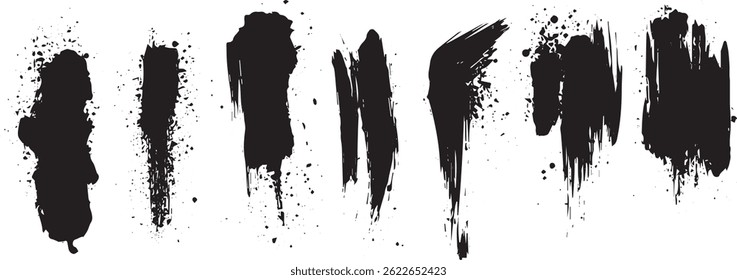 Grunge Brush Stroke and Ink Splatter Vector Collection, Urban Drip Texture Elements for Graphic and Street Art Design