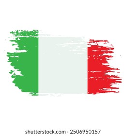 Grunge Brush Stroke Italy Flag On White Background Vector Design.