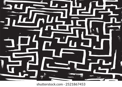 Grunge Brush Stroke Maze Pattern