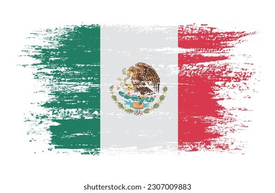 Grunge brush stroke mexico flag.