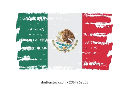 Bandera de México con pincel grueso.