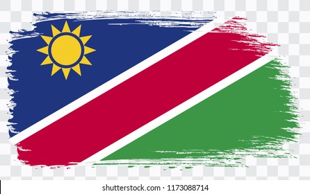 Grunge brush stroke with NAMIBIA national flag. Watercolor painting flag,poster, banner of the national flag. Style watercolor drawing. Vector isolated on transparent background