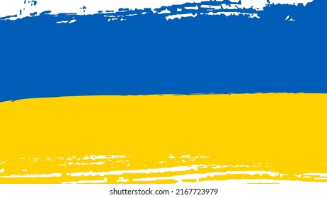 Grunge brush stroke with the national flag of Ukraine. Symbol, poster, banner of the national flag. Vector illustration