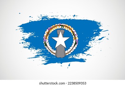 Grunge brush stroke with the national flag of Northern Mariana Islands on a white isolated background