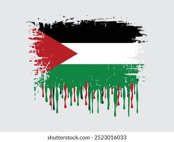Traço do Pincel Grunge - Vetor da Bandeira da Palestina