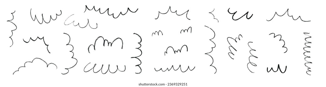 Grunge brush stroke rough texture in black. Flat vector illustration isolated on white background.