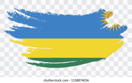 Grunge brush stroke with RWANDA national flag. Watercolor painting flag,poster, banner of the national flag. Style watercolor drawing. Vector isolated on transparent background.