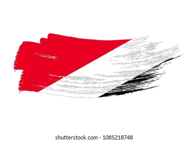 Grunge brush stroke with Sealand Principality national flag. Watercolor painting flag of Sealand Principality. Symbol, poster, banne of the national flag. Style watercolor drawing. Vector Isolated