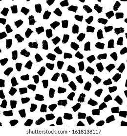 Grunge brush stroke seamless pattern. Abstract texture hand drawn with a ink. Vector Monochrome Scandinavian background in a simple style for print on textiles, paper, Wallpaper, t-shirts
