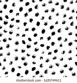 Grunge brush stroke seamless pattern. Abstract texture hand drawn with a ink. Vector Monochrome Scandinavian background in a simple style for print on textiles, paper, Wallpaper, t-shirts