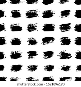 Grunge brush stroke seamless pattern. Abstract texture hand drawn with a ink. Vector Monochrome Scandinavian background in a simple style for print on textiles, paper, Wallpaper, t-shirts