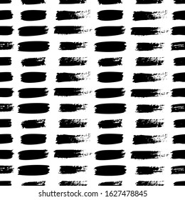 Grunge brush stroke seamless pattern. Abstract texture hand drawn with a ink. Vector Monochrome Scandinavian background of horizontal strips in a simple style for print on textiles, paper, t-shirts