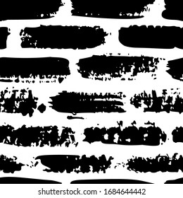 Grunge brush stroke seamless pattern. Abstract texture hand drawn with a ink. Vector Monochrome Scandinavian background of horizontal strips in a simple style for print on textiles, paper, t-shirts