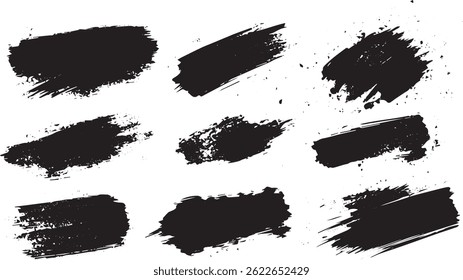 Grunge Brush Stroke Set, Abstract Ink Splatter Strokes for Artistic and Urban Design