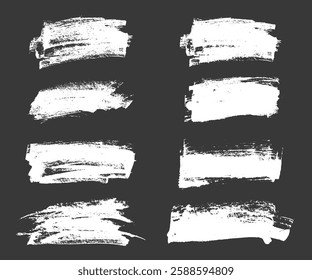 Grunge Brush Stroke Set Vector Illustration. Hand Drawn Paint Brush Stroke Textures for Ink Paint, Graphic Design, Dirt Elements, Texture. Trendy Dirty Brush Collection. Not AI