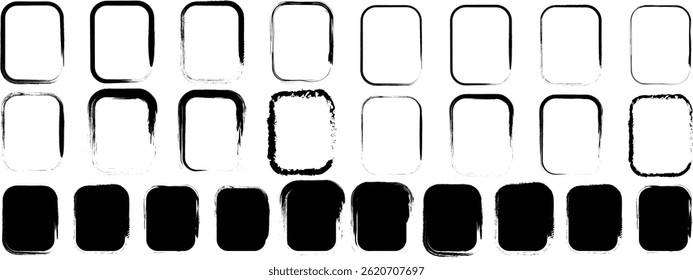 Grunge Brush Stroke Shape Set – Hand Drawn Circles, Squares, Paint brush, Rectangles, frame and Ink Textures for Design