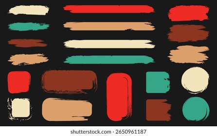 Grunge Brush Stroke Vormen en Formulieren Set voor Creatieve Ontwerpen
