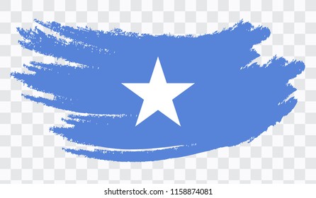 Grunge brush stroke with SOMALIA national flag. Watercolor painting flag,poster, banner of the national flag. Style watercolor drawing. Vector isolated on transparent background.