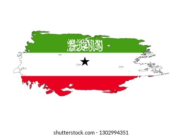 Grunge brush stroke with Somaliland national flag. Watercolor painting flag. Symbol, poster, banner. Vector Isolated on white background.
