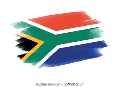 Grunge brush stroke with South Africa flag. 