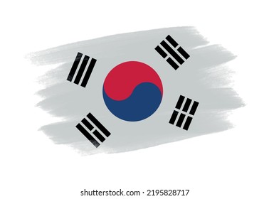 Golpe de pincel grueso con la bandera de Corea del Sur. 