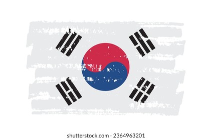 Grunge brush stroke South Korea flag.