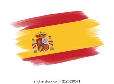 Grunge brush stroke with Spain flag. 