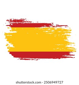 Grunge Brush Stroke Spain Flag On White Background Vector Design.