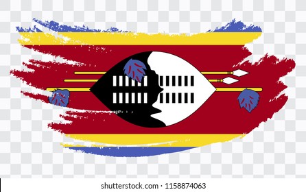 Grunge brush stroke with SWAZILAND national flag. Watercolor painting flag,poster, banner of the national flag. Style watercolor drawing. Vector isolated on transparent background.