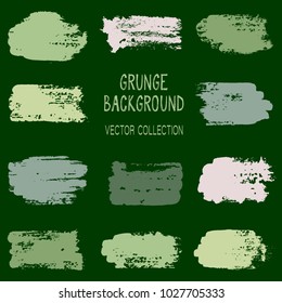 Grunge brush stroke texture backgrounds vector collection, set of paint dabs, splashes design. Brushstroke rough painted elements, splats, stains. Banner, tag or label watercolor splash backgrounds.