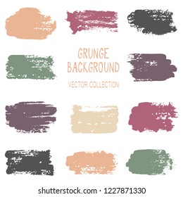 Colección vectorial de fondo de textura de pincel grueso, conjunto de dabs de pintura, diseño de salpicaduras. Pincel de elementos pintados, manchas, manchas. Pancarta, etiqueta o fondo de salpicadura de color agua.