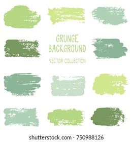 Grunge brush stroke texture backgrounds vector collection, set of paint dabs, splashes design. Brushstroke rough painted elements, splats, stains. Banner, tag or label watercolor splash backgrounds.