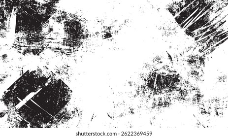 Grunge brush stroke texture. Freehand vintage painting seamless fashion print ornament black and white texture vector. Distressed overlay texture. Grunge background. Abstract textured effect. Vector 