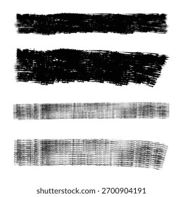 Grunge Pinsel Stroke Texture Set, abstrakte schwarze Mallinien, Tinte Schmutz Vektor Design Element