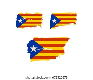 Grunge brush stroke textured by Catalonia flag.