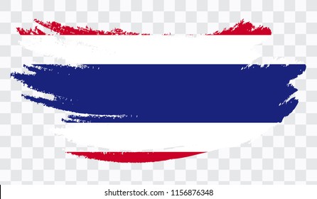 Grunge brush stroke with THAILAND national flag. Watercolor painting flag,poster, banner of the national flag. Style watercolor drawing. Vector isolated on transparent background.