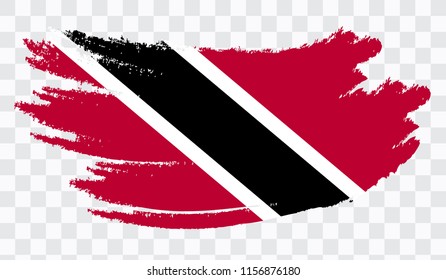 Grunge brush stroke with TRINIDAD national flag. Watercolor painting flag,poster, banner of the national flag. Style watercolor drawing. Vector isolated on transparent background.