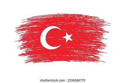 Grunge brush stroke Turkey flag.
