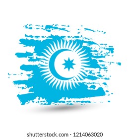Grunge brush stroke with Turkic Council national flag. Watercolor painting flag, poster, banner of the national flag. Vector isolated on white background.