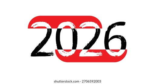 Tipografía del trazo del cepillo del grunge en el fondo rojo y blanco de la bandera austriaca - año Nuevo, deportes, y concepto nacional del acontecimiento