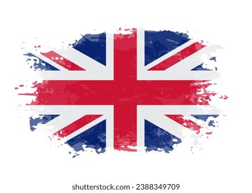 Bandera de uk del trazo de pincel ondulado.